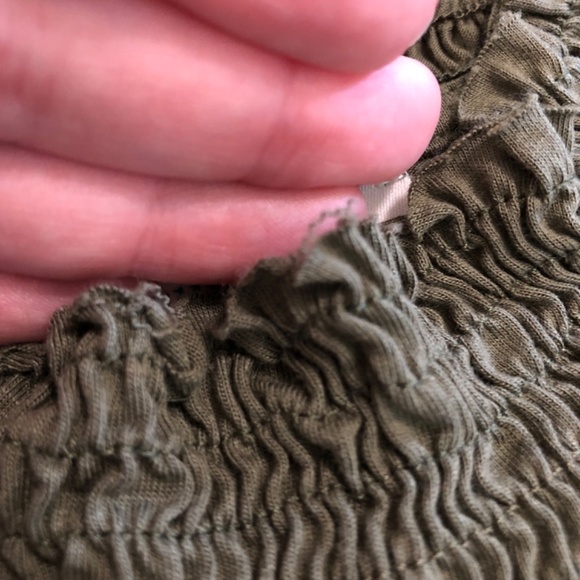 Sundance Olive Green Smocked Sleeveless Mock Neck Top XS - Picture 7 of 9